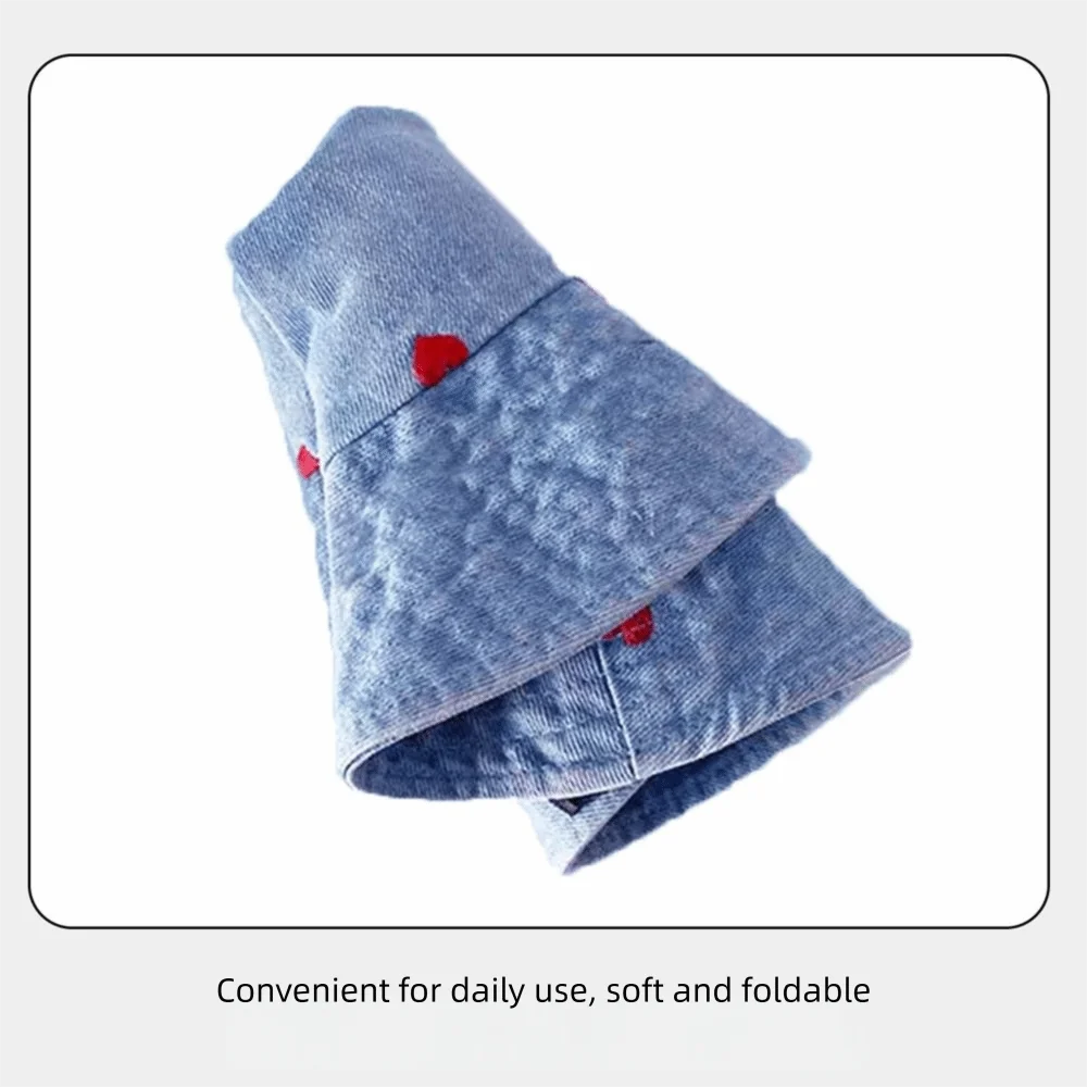 Trend Retro Denim Love Heart Embroidery Bucket Hat