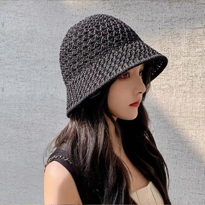 Summer Breathable Hollow Knitted Bucket Hats