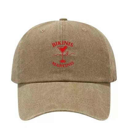 Bikinis Martinis Washed Cotton Baseball Cap