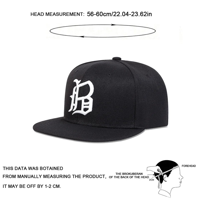 Unisex B Letter Embroidered Snapback Cap
