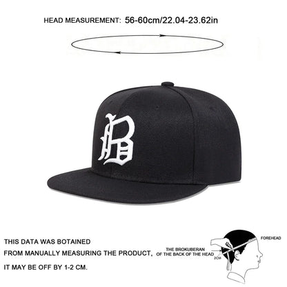 Unisex B Letter Embroidered Snapback Cap