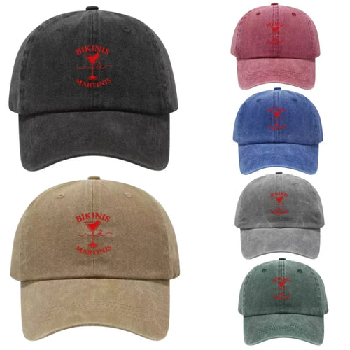 Bikinis Martinis Washed Cotton Baseball Cap