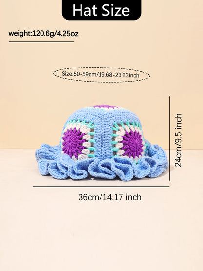 Retro Patchwork Crochet Bohemian Bucket Hat