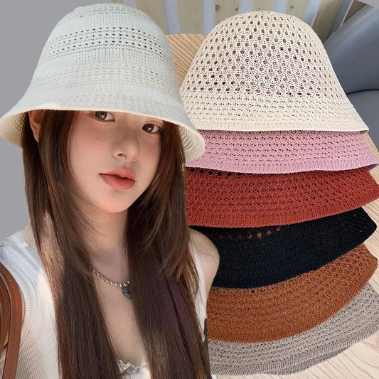 Korean Straw Hat Summer Women Visor Breathable Chic Bucket Hats