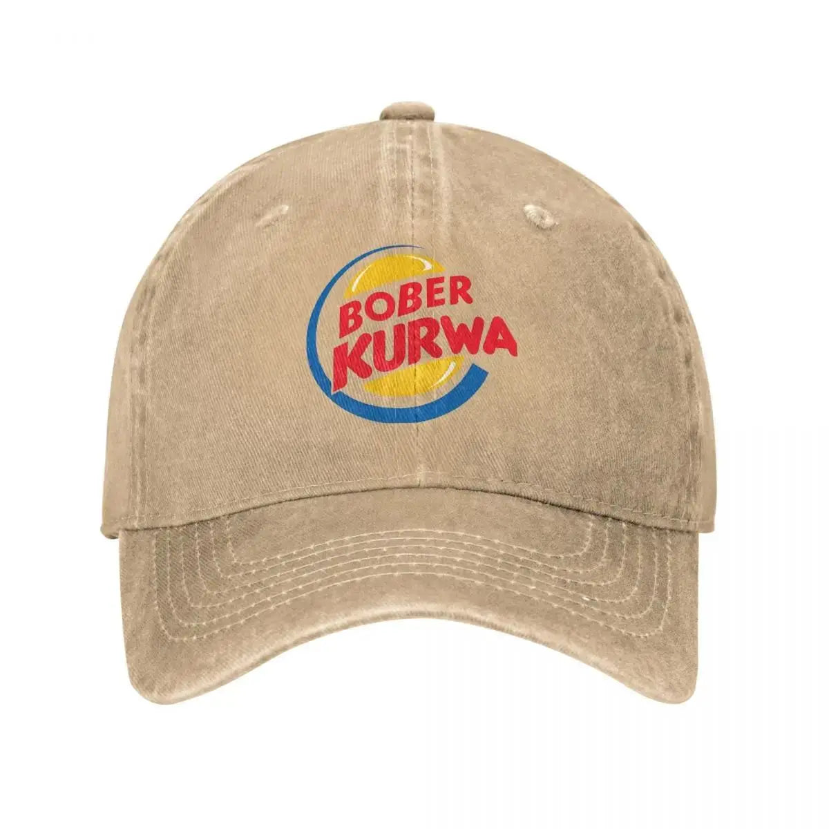Bober Kurwa Meme Inspired Burger King Baseball Cap Distressed Denim Hats Vintage