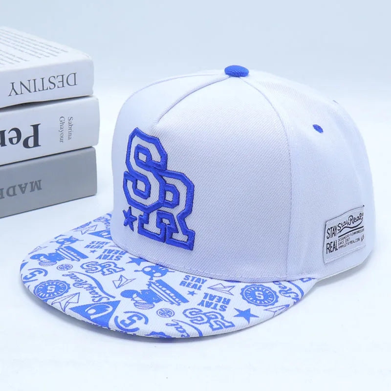Embroidered Cotton Flat Brim Hip-Hop Snapback Cap