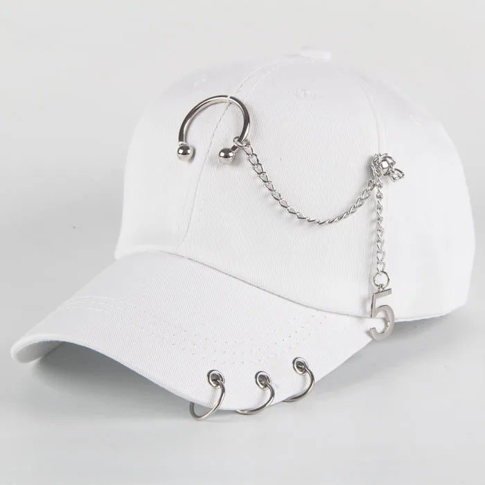 Fashion Cotton Baseball Cap Creative Piercing Ring Hip Hop Caps