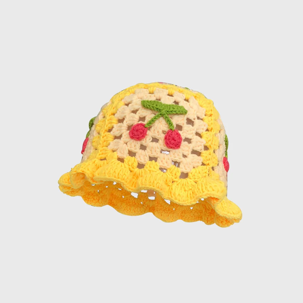 Japanese Cherry Knitted Bucket Hat