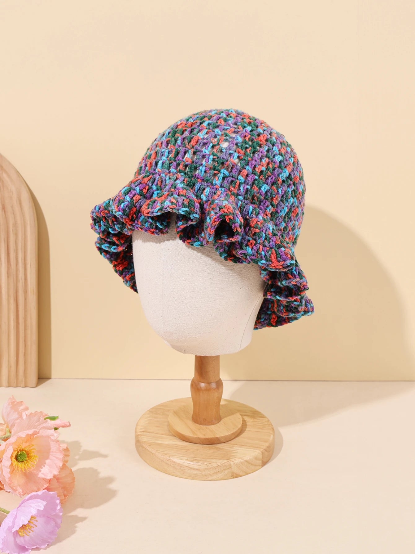 Women Handmade Crochet Hollow Knit Bucket Hat