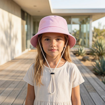 Kids Bucket Hat Summer Solid Color Fisherman Cap