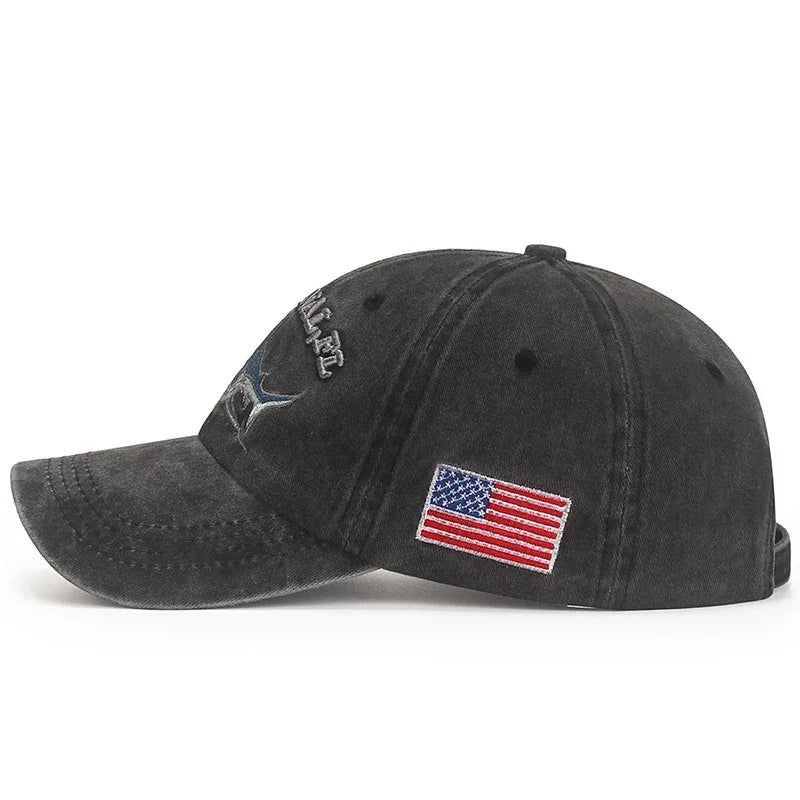Popular Cartoon Washed Embroidered Shark Baseball Cap