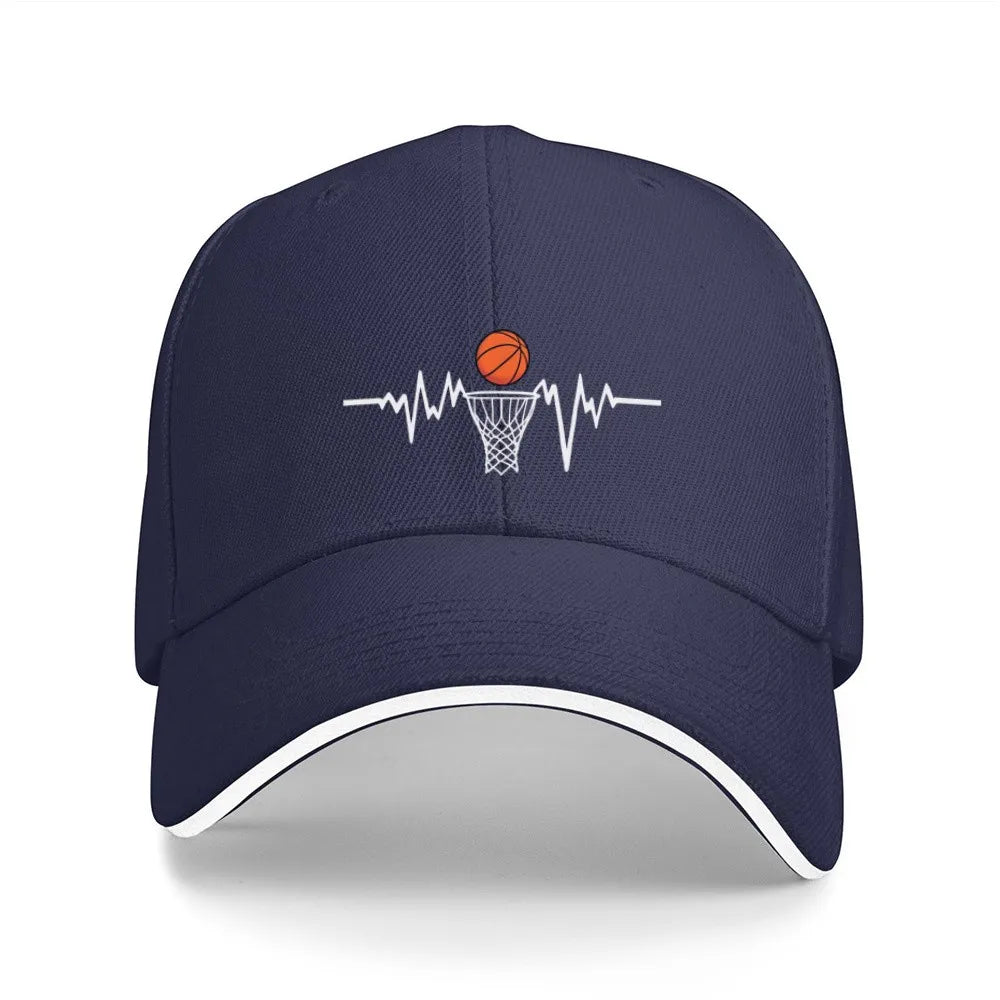 Basketball Heartbeat EKG Pulse Trucker Baseball Cap