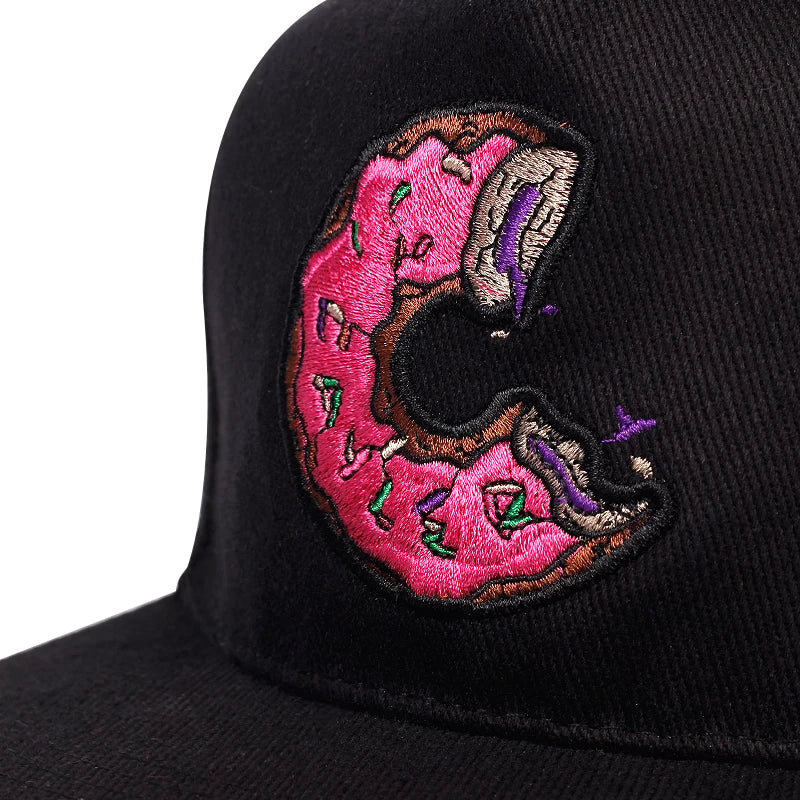 Unisex Doughnut Embroidered Snapback Cap
