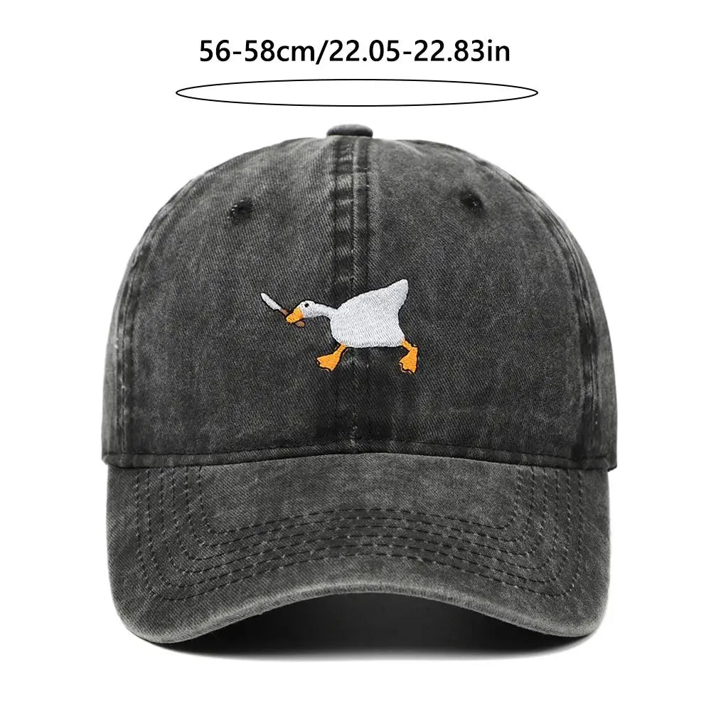 White Goose Embroidered Adjustable Snapback Baseball Cap
