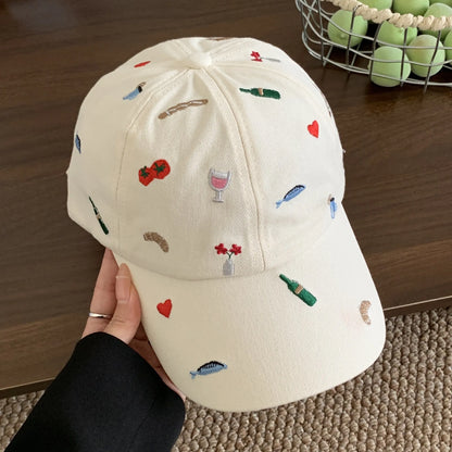Cute Hats Japanese Sweet Style Retro Embroidered Baseball Cap