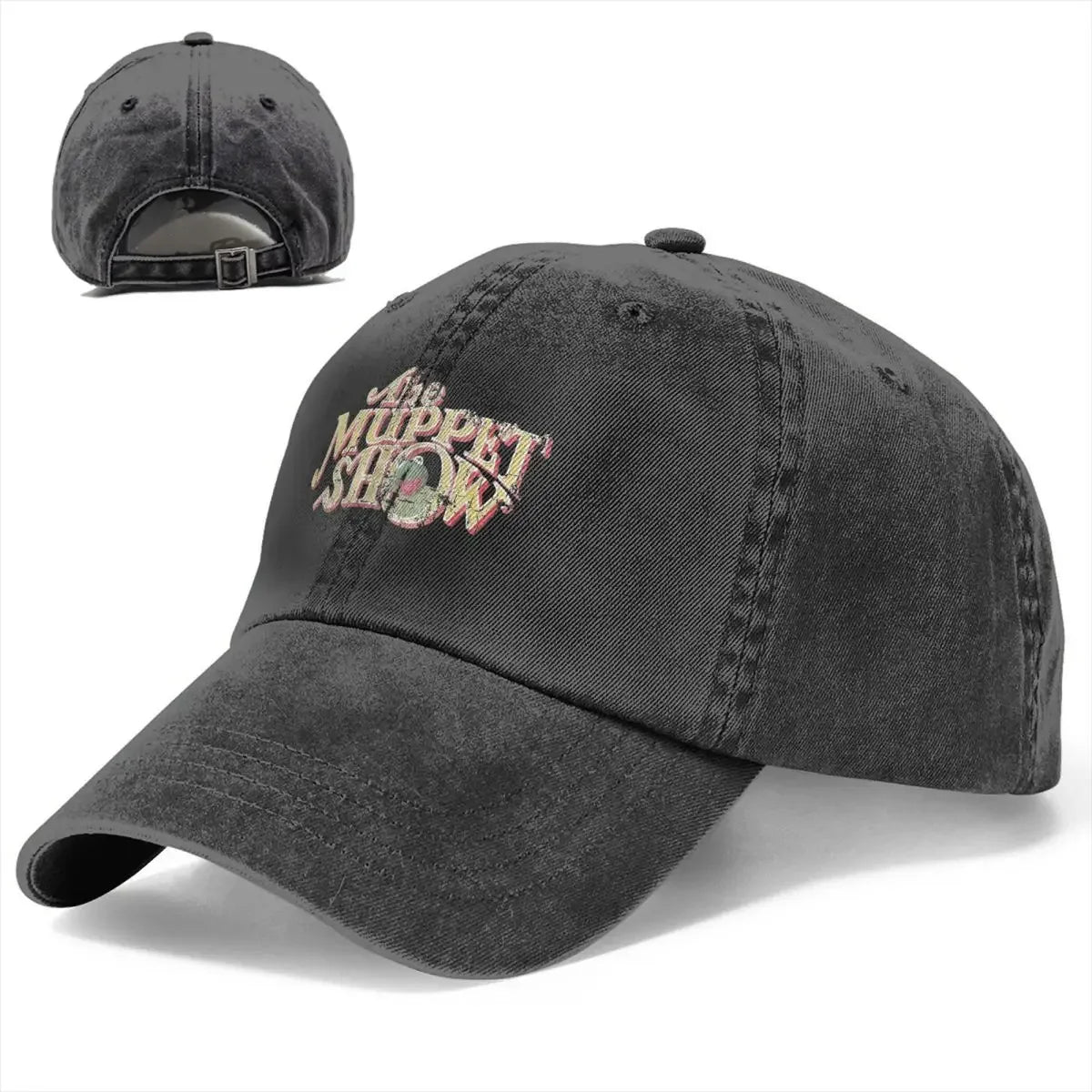 Vintage Frog Cartoon Distressed Denim Baseball Cap Hat