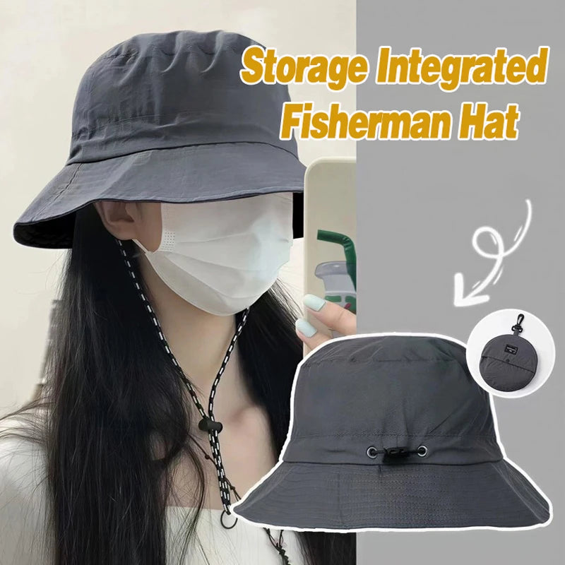 Waterproof Quick-Dry UV Protection Bucket Hat With Storage Hook