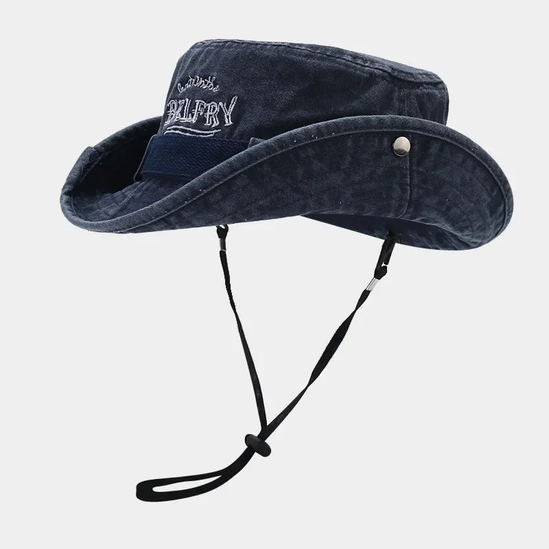 Cotton Letter Embroidery Bucket Hat