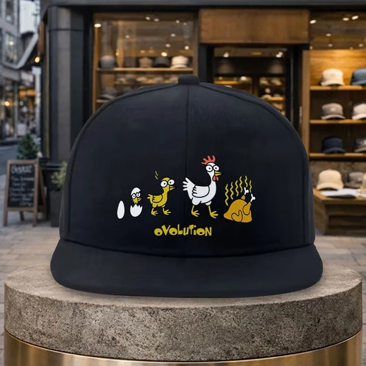 Chicken Evolution Flat Brim Unisex Snapback Cap