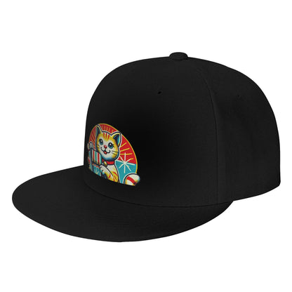 Retro Christmas Cat Stocking Snapback Cap