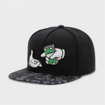 Leather Letter Embroidered Hip-Hop Snapback Cap