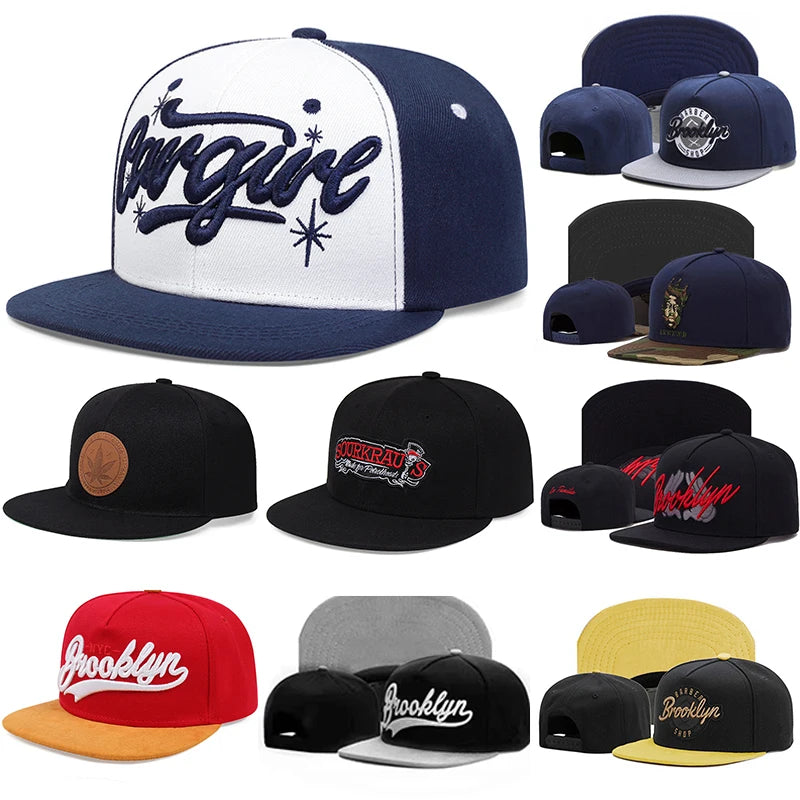 Luxury Flat Top Baseball Cap Adjustable Hip Hop Snapback