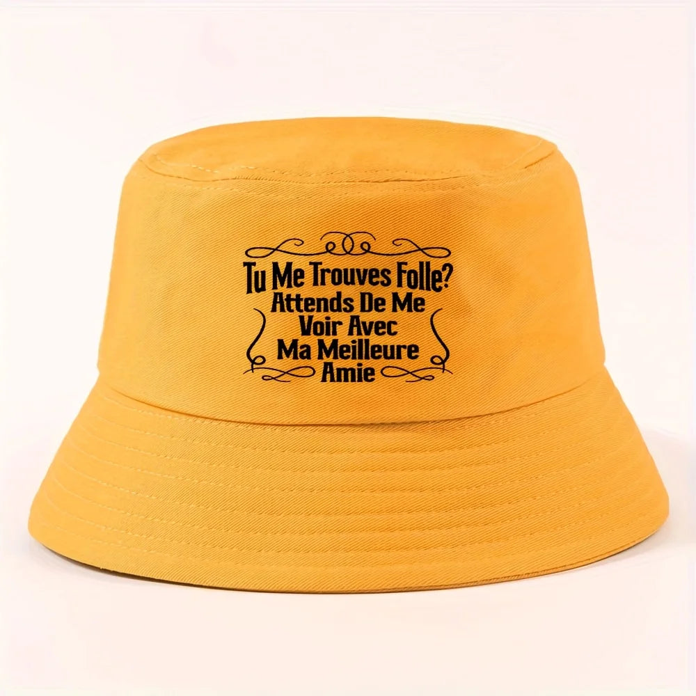 Text Decoration Packable Summer Bucket Hat