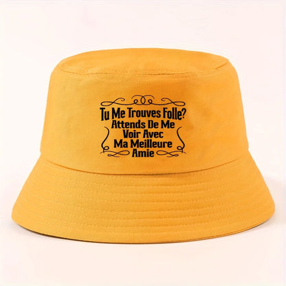 Text Decoration Packable Summer Bucket Hat