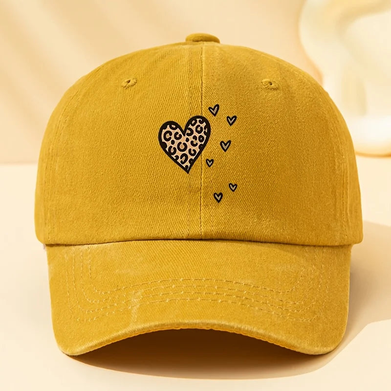 Leopard Heart Retro Baseball Cap