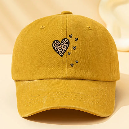 Leopard Heart Retro Baseball Cap