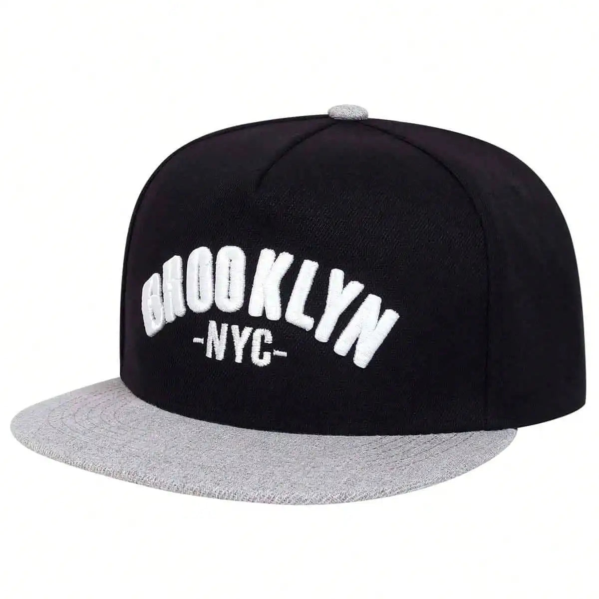 Brooklyn Embroidered Flat Brim Snapback Cap