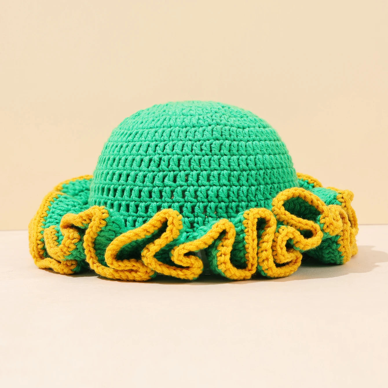 Women Multi Color Crochet Ruffle Fisherman Hat