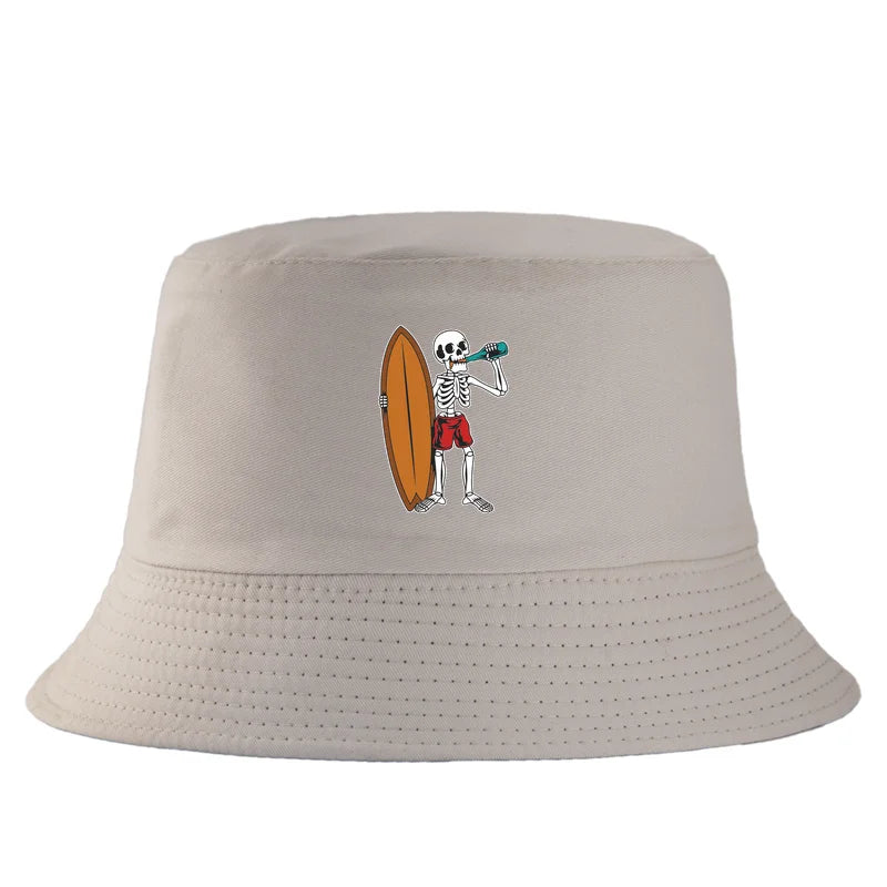 Skeleton Surfboard Reversible Beach Bucket Hat
