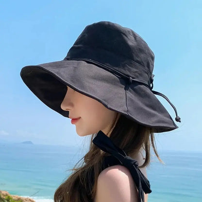 Adjustable Foldable Solid Color Sun Protection Bucket Hat