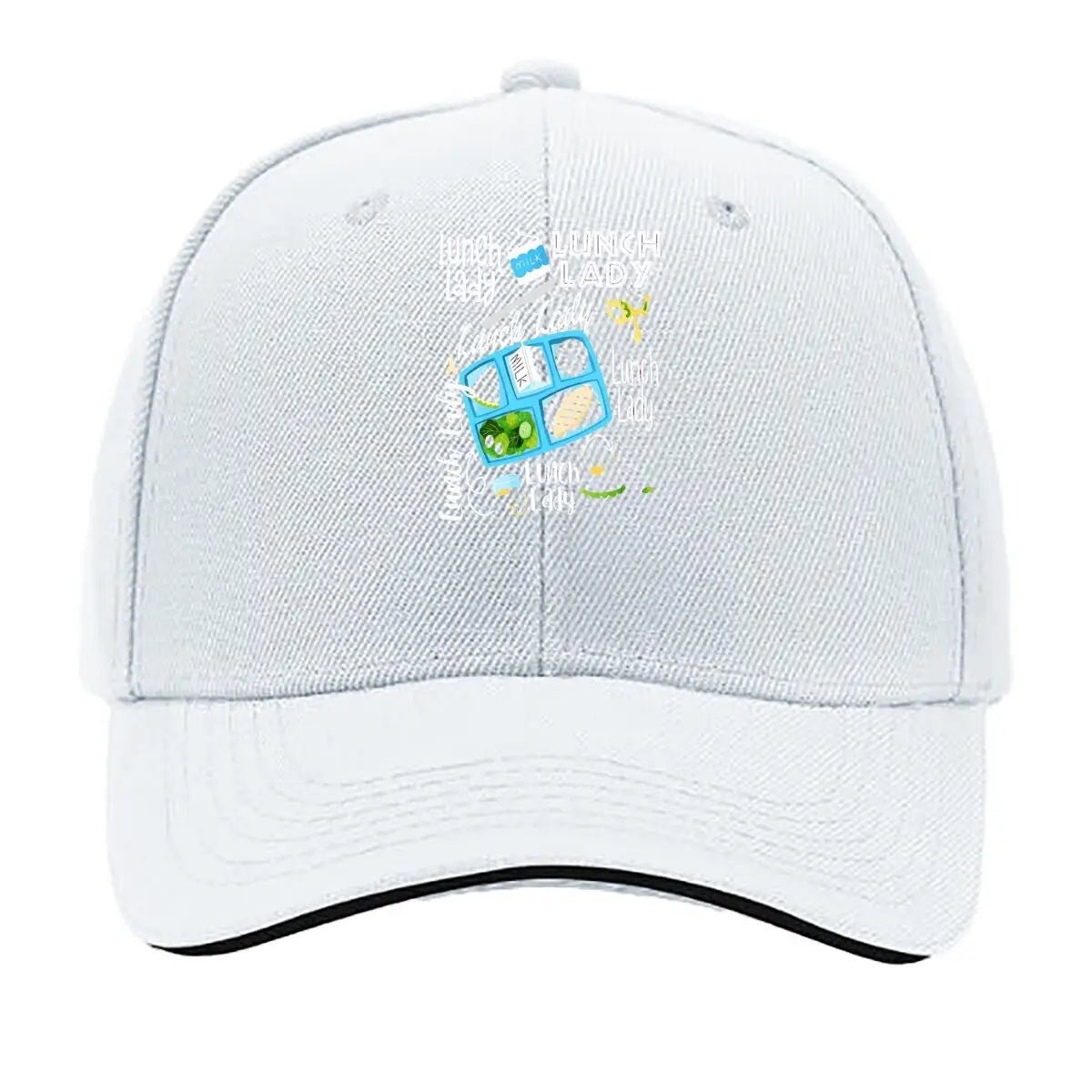 Milk Lunch Lady School Cafeteria Tray Food Graphic Sandwich Baseball Cap
