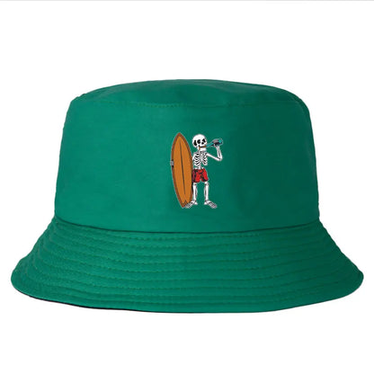 Skeleton Surfboard Reversible Beach Bucket Hat