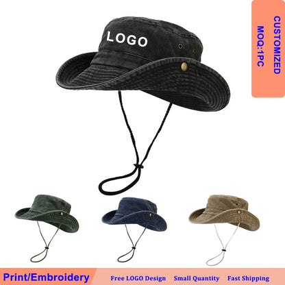 Newest Custom Logo Cotton Outdoor Travel Bucket Hat