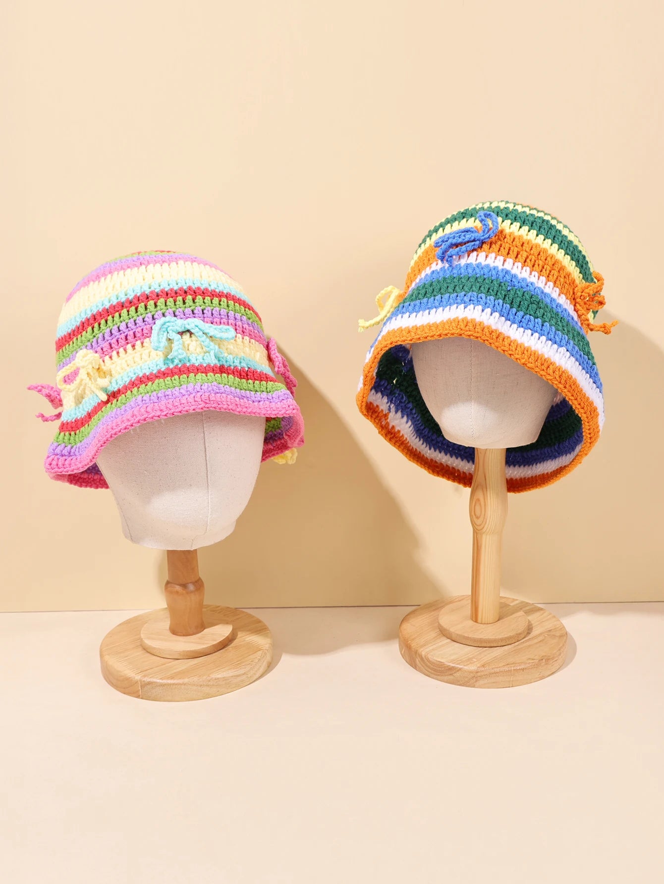 Vintage Striped Hand Woven Bohemian Bucket Hat