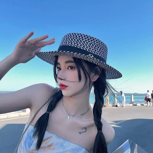 New Summer Sun Hat Women's French Retro Thin High Size 56-58cm