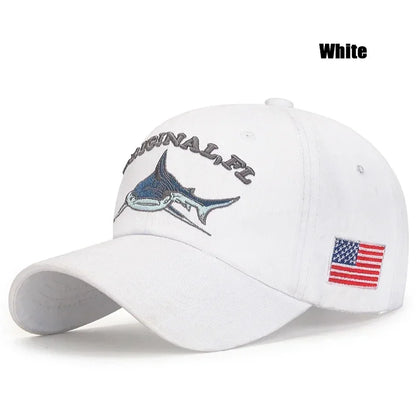 Popular Cartoon Washed Embroidered Shark Baseball Cap
