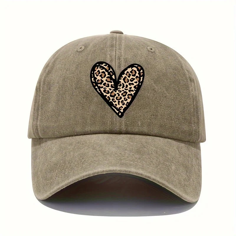 Leopard Heart Print Baseball Cap