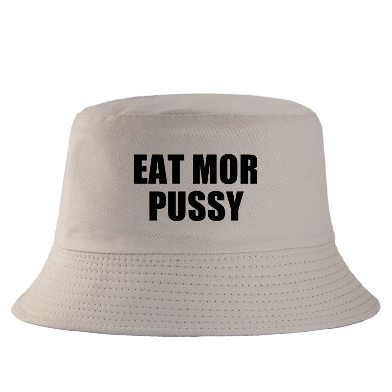 Eat Mor Pussy Funny Slogan Reversible Bucket Hat
