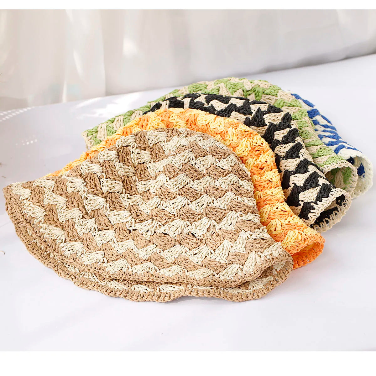 Women's Straw Crochet Sun Bucket Hat