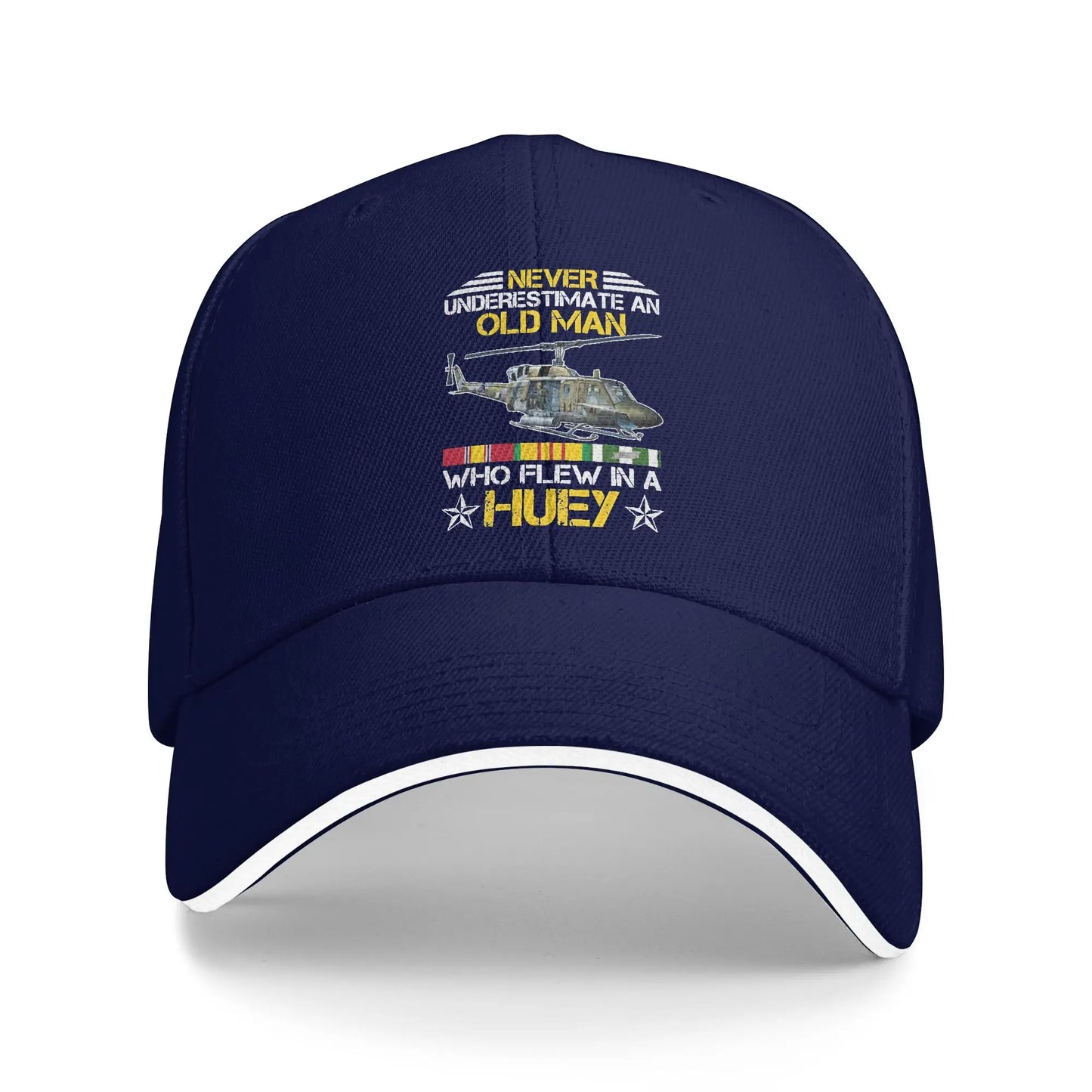 Vietnam Veteran Huey Helicopter Fishing Snapback Baseball Cap