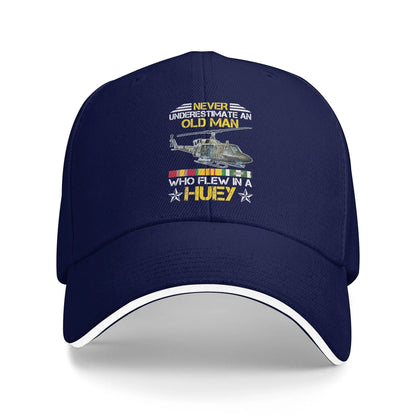 Vietnam Veteran Huey Helicopter Fishing Snapback Baseball Cap
