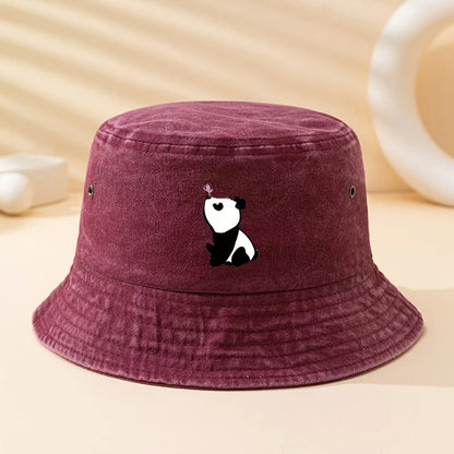 Heart Panda Print Bucket Hat
