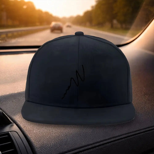 Black Wavy Line Print Snapback Cap Hat
