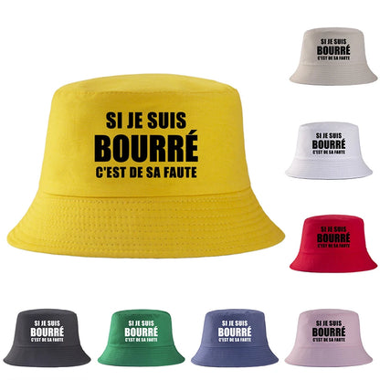 French Print Reversible Cotton Bucket Hat Unisex