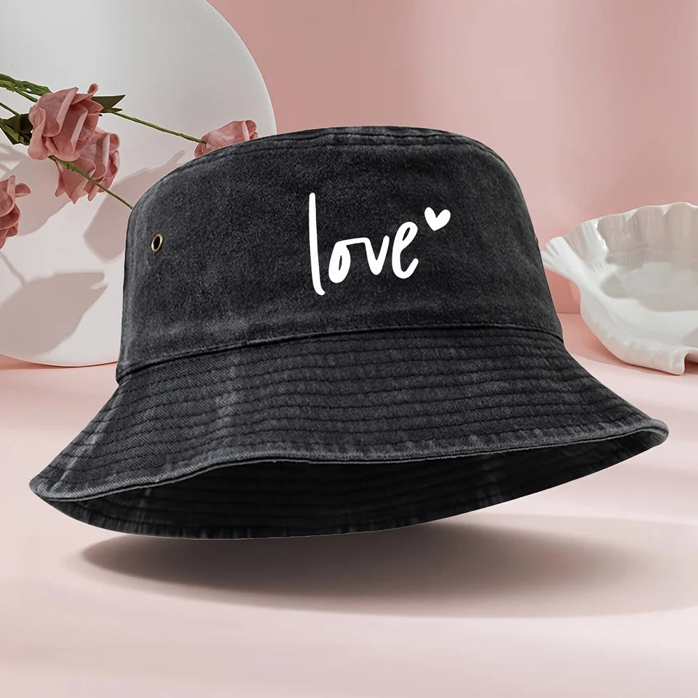 Vintage Washed Print Bucket Hat Classic Style
