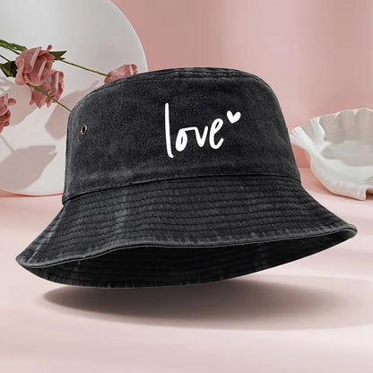 Vintage Washed Print Bucket Hat Classic Style